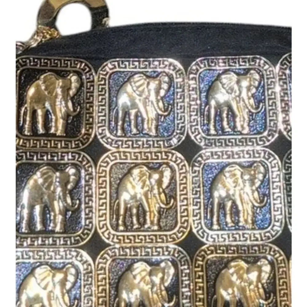 Vintage 1990s Elephant Metal Tile & Chain Crossbody Purse - Picture 2 of 5